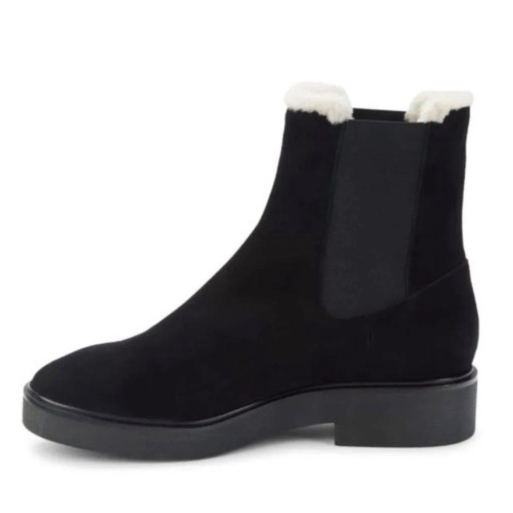 Stuart Weitzman Alpine Black Suede Chelsea Boots Faux Fur Lined Size 10 - Picture 3 of 12